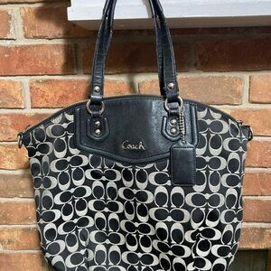 Coach Black and Gray Patterned Tote